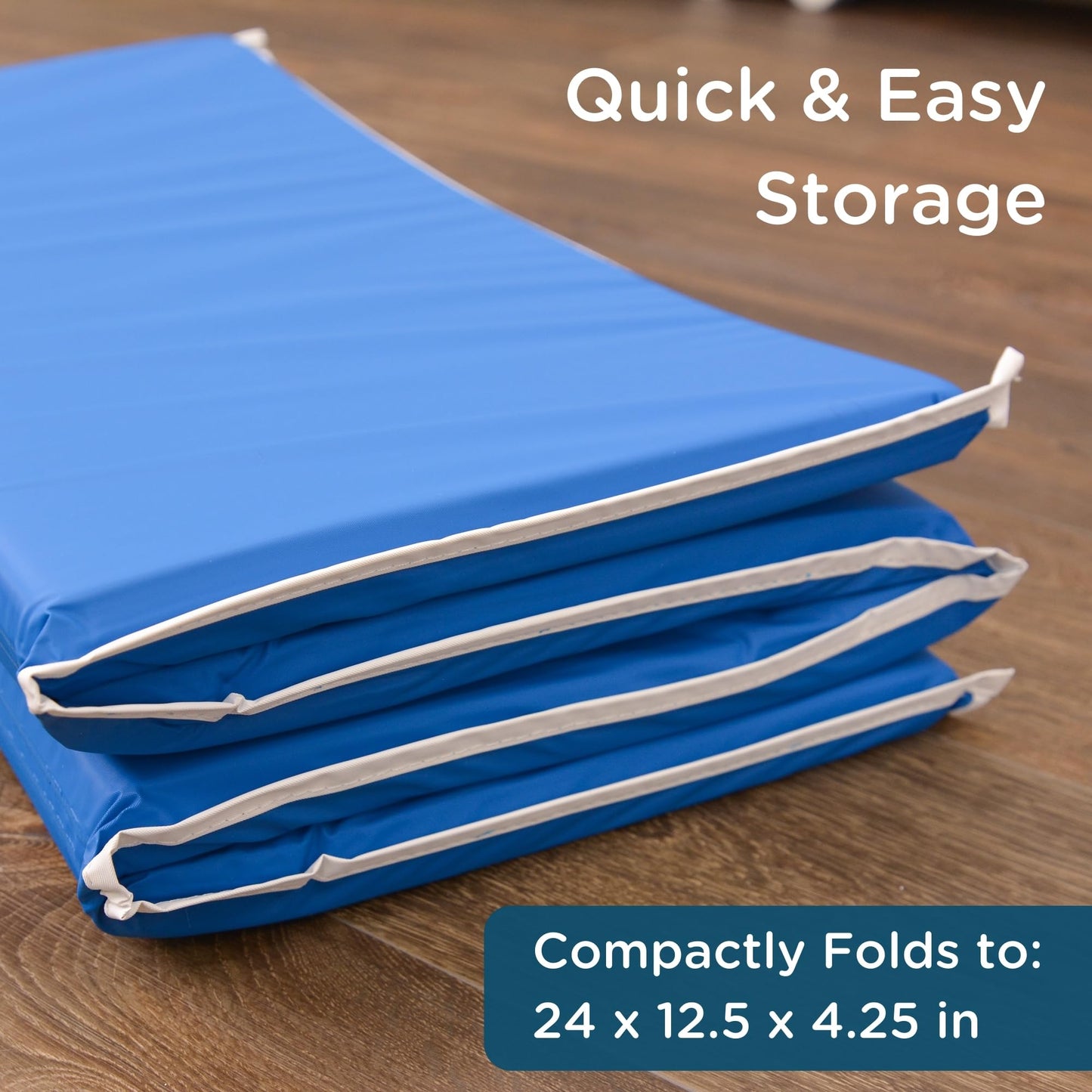 Childrens Factory 2 Inch Thick Folding Rest Mats For Preschool, 4-Section Nap Mats For Daycares, Nursery, Classroom, Blue, 5 Pac