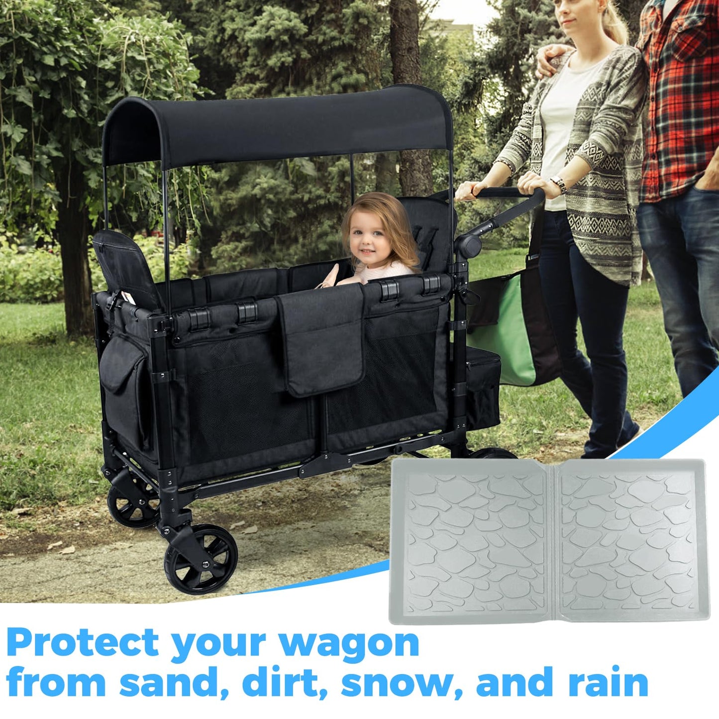 Myvikcar All Weather Mat For W2 Series, 30X16 Inch Stroller Wagon Accessory For Wonderfold (Grey, W2)