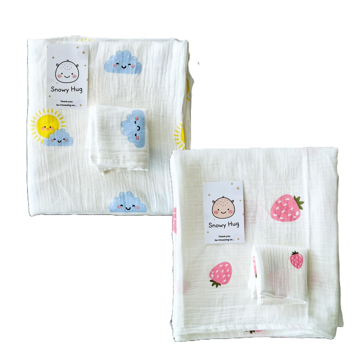 Snowy Hug Swaddle For New Born Baby 100% Soft Cotton Muslin | Lightweight, Breathable & Multipurpose Swaddlers Wrap Set Combo Wi