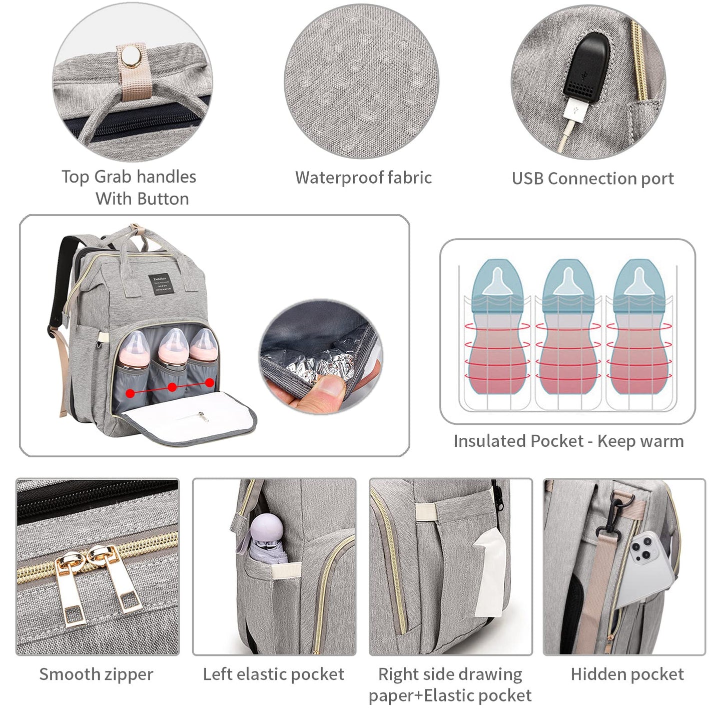 Baby Diaper Bag Backpack with Changing Station, Baby Registry Search Shower Gifts, Baby Bags for Boy Girl, New Mom Gifts for Wom