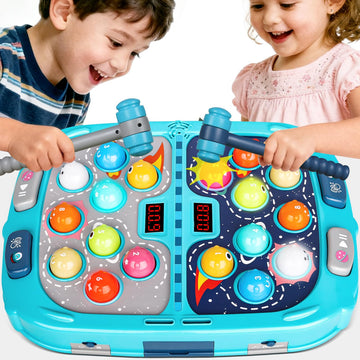 2-Player Whack Game Mole - Toys for Age 3-12 Kids,2 Hammers,3 Modes with Sound & Light,Safe Educational Pounding Toy,Birthday fo