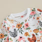 Shuing Toddler Infant Girl Boy Farm Outfit Chick& Flower Print Long Sleeve Sweatshirts Elastic Waist Pants Fall Clothes (White,