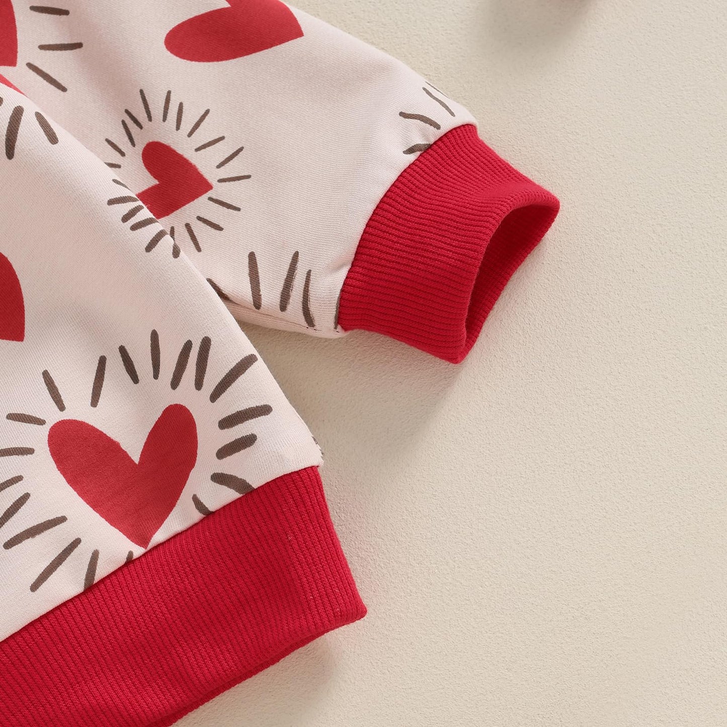 Engofs Toddler Baby Boy Girl Valentine'S Day Outfit Hearts Sweatshirt Pants My First Valentines Baby Clothes Set Khaki 18-24 Mon
