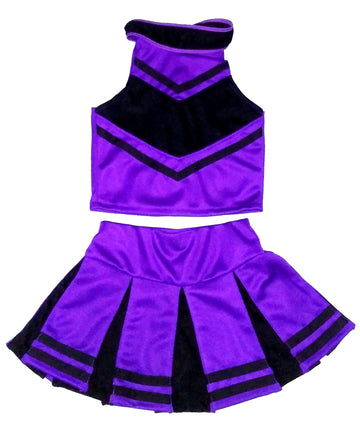 Total 2550 Little Girls' Cheerleader Cheerleading Outfit Uniform Costume Cosplay Halloween Violet/Black (Xl / 10-12)