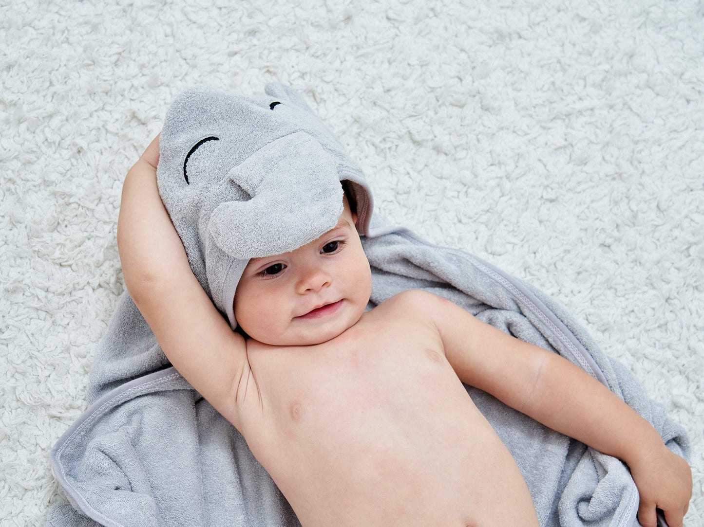 Hiphop Panda Bamboo Hooded Baby Towel - Soft Hooded Bath Towel For Babie, Toddler,Infant, For Boy And Girl - (Grey Elephant, 30