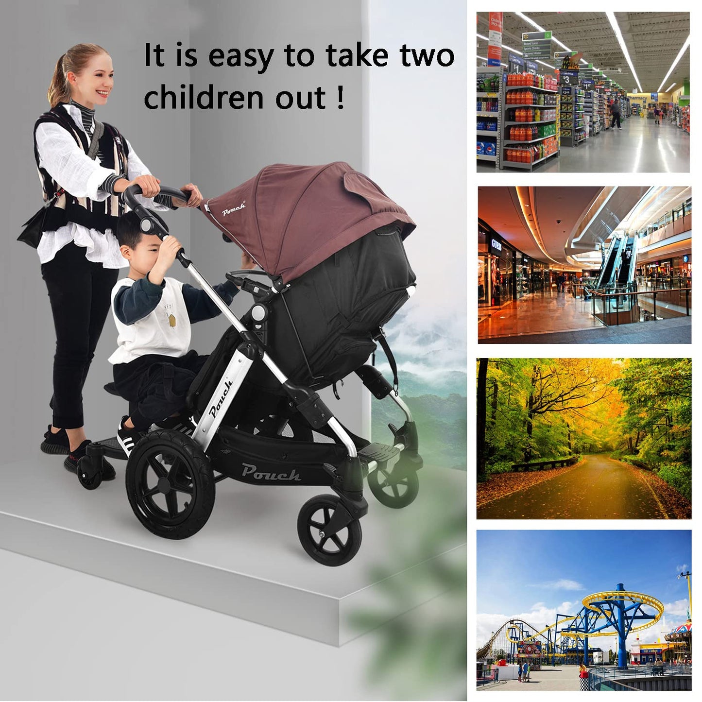 Naniruok Universal Stroller Board With Detachable Seat, 2 In 1 Buggy Board Suitable For Most Brands Of Strollers, Holds Children