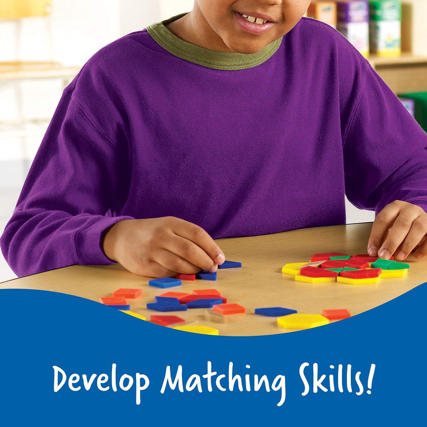 Learning Resources Plastic Pattern Blocks - Set of 250, Ages 3+, Shape Games for Preschoolers, Homeschool Supplies, Shape Manipu