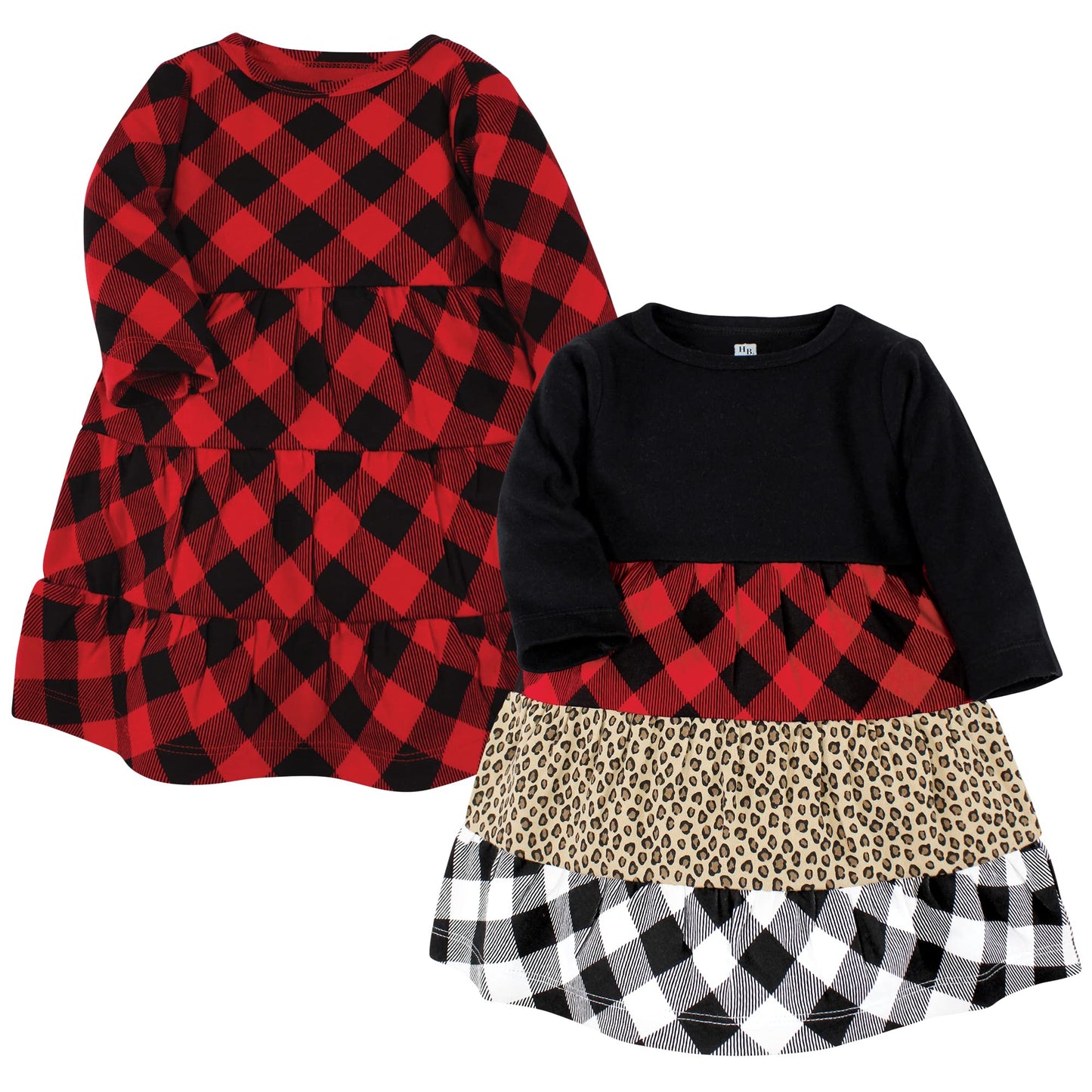 Hudson Baby Infant And Toddler Girl Cotton Dresses, Buffalo Plaid Leopard, 7 Years