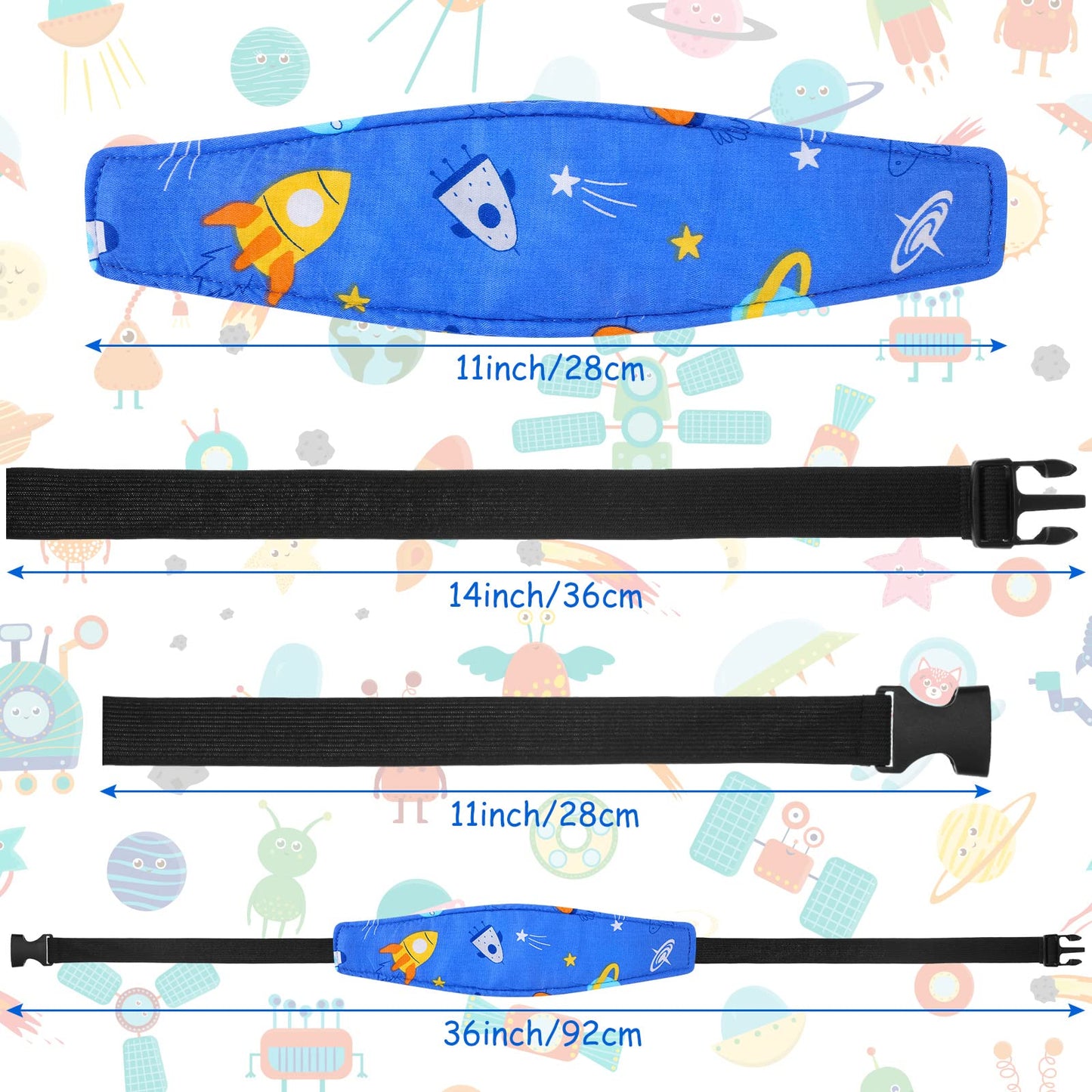 Hestya 2 Pieces Baby Carseat Head Support Band Strap Headrest Stroller Seat Sleeping Headrest Neck Relief Head Strap Headband Fo