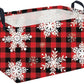 Sanjiaofen Rectangular Christmas Baskets,Snowflakes Basket Empty,Waterproof PE Coating Cute Bins for Kids with Handles,Gifts Bas