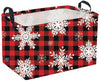 Sanjiaofen Rectangular Christmas Baskets,Snowflakes Basket Empty,Waterproof PE Coating Cute Bins for Kids with Handles,Gifts Bas