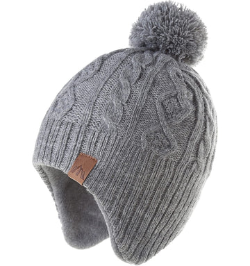 Lmlalml Boys Winter Hat Earflap Knitted Beanie For Kids Warm Fleece Lined Thicken Hat For Baby