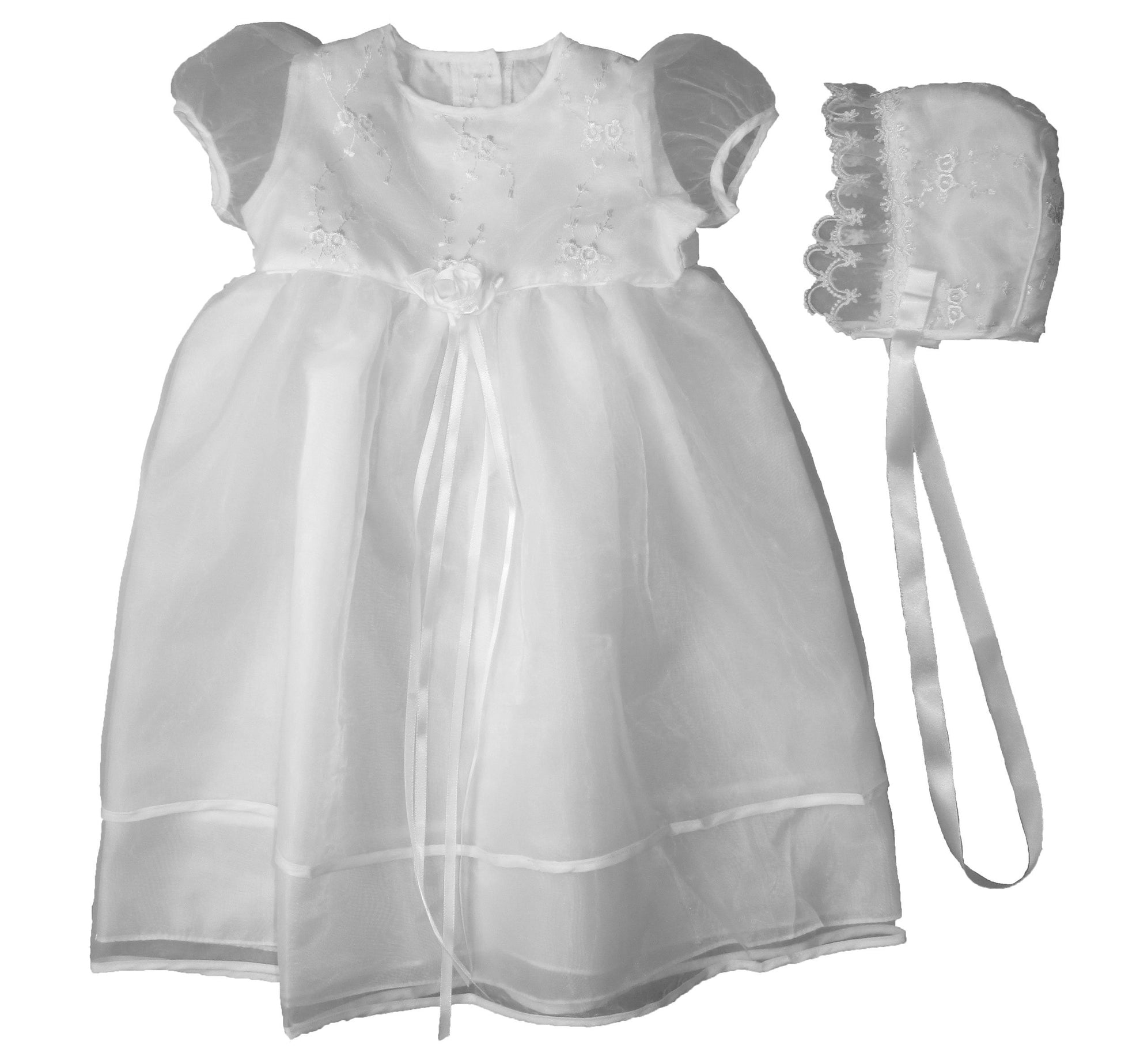 Christening Day White Sheer Organza With Embroidered Bodice - 24M