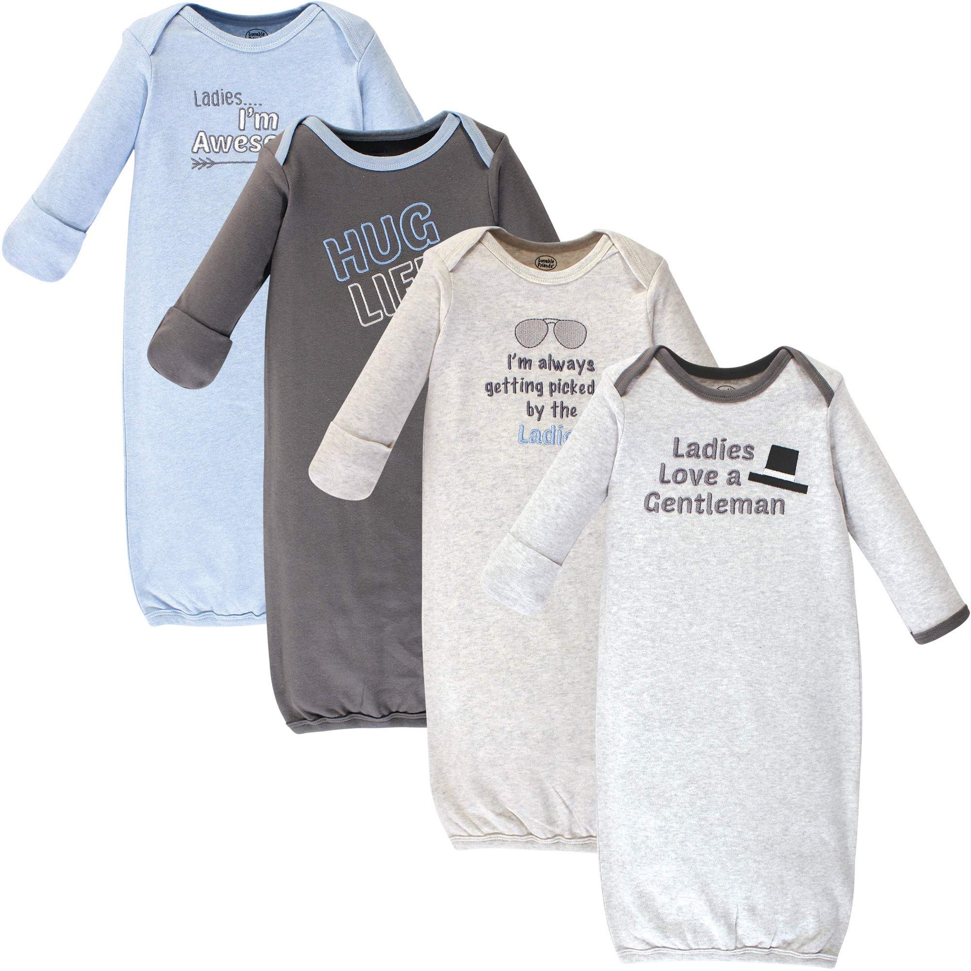 Luvable Friends Unisex Baby Cotton Gowns, Ladies, Preemie-Newborn
