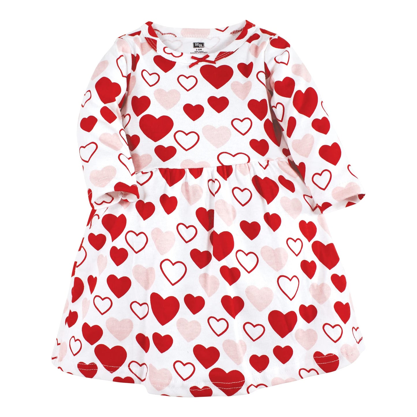 Hudson Baby Infant And Toddler Girl Cotton Dresses, Red Pink Hearts, 9-12 Months