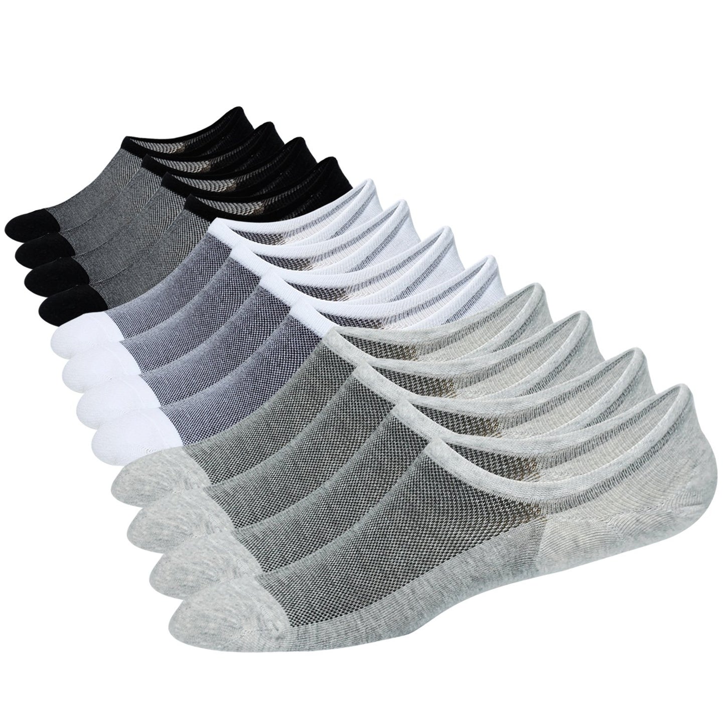 Mens No Show Socks Loafer Low Cut Casual Cotton Socks With Non Slip Grips, 6 Pairs,Assorted 1, 1014