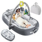Swaathani Portable Baby Lounger for Travel,Breathable & Comfortable 100% Cotton Infant Lounger, Baby Nest 0-24 Months Machine-Wa