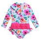 Xfgirls Baby/Toddler Girls 1 Piece Swimsuit Long Sleeve Rash Guard Beach Wear 1-6M, Hot Pink Flower