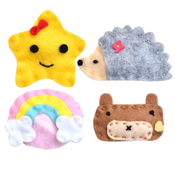 Girl'S Felt Hair Snaps, Set Of 4,Non-Slip (Whimsy Snap)