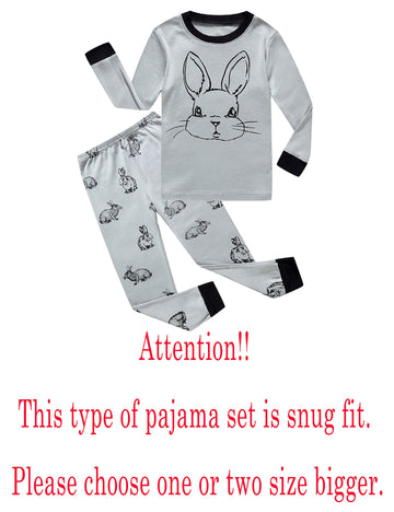 Family Feeling Baby Boys Girls Rabbit Easter Pajamas Cotton Grey Pjs Long Sleeve Jammies Bunny Infant Kids Size 18-24 Months