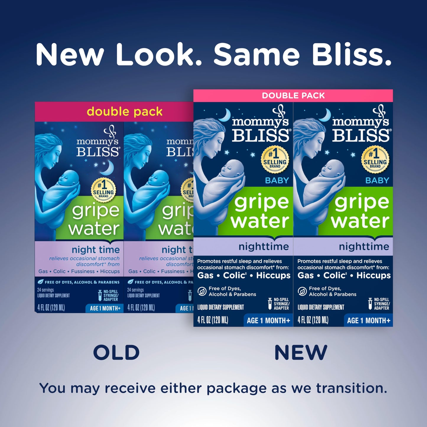 Mommy'S Bliss Gripe Water Night Time, Relieves Stomach Discomfort From Gas, Colic, Fussiness, & Hiccups, Gentle & Safe, For Infa