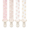 Stadela Baby Fabric Pacifier Clip Holder, Plastic Clip, 4-Pack, Wildflower Pattern, Heather Set