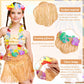 Abeillo 5 Pack Hawaiian Hula Grass Skirt, Hula Dancing Skirt With Flower Costume Accessory Hawaiian Hula Party Dress Up(Gold)
