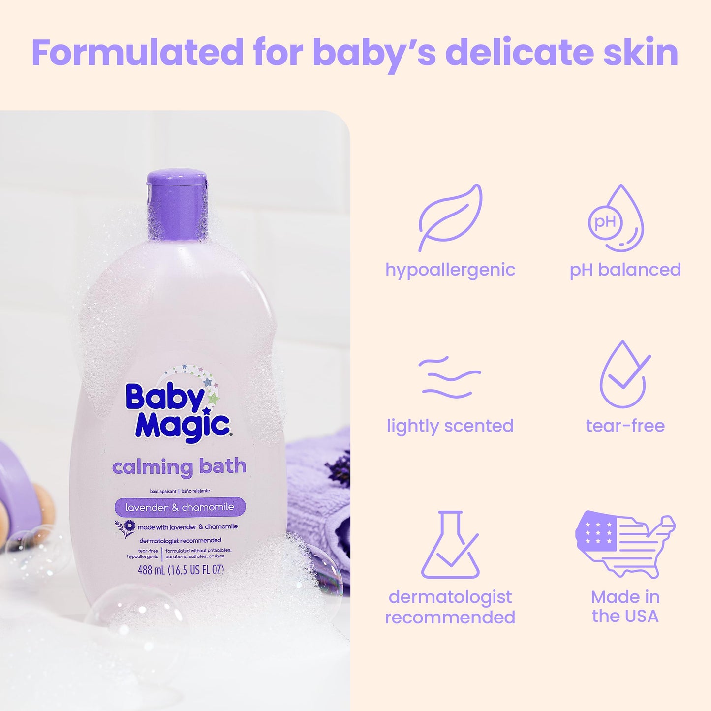 Baby Magic Calming Baby Bath |9Oz | Lavender & Chamomile | Tear-Free, Free Of Parabens, Phthalates, Sulfates And Dyes