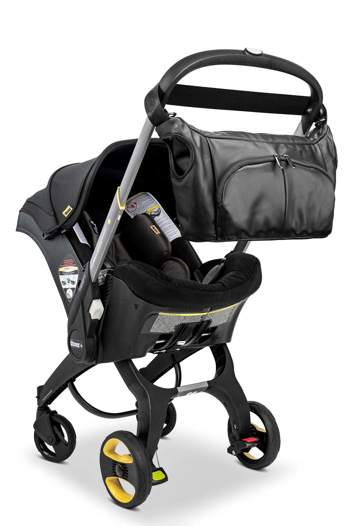 hoodababy Essentials Diaper Bag Compatible with The doona Carseat/Stroller, Black, ml, Faux leather