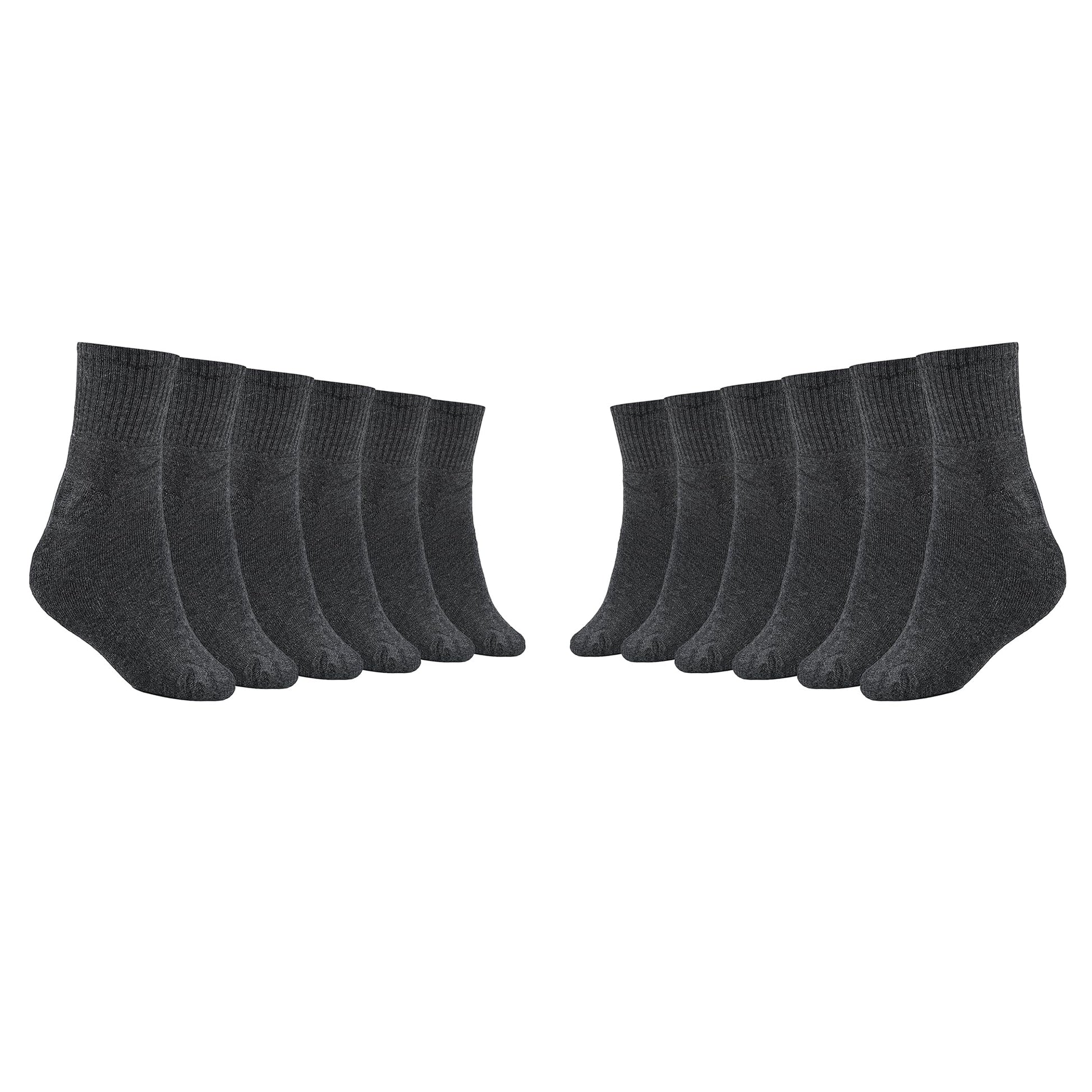 Mukhaksh (Pack Of 6 Pairs = 12 Socks Men Winter Woolen Warm Dark Grey Ankle Length Socks