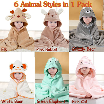 Befacl 6Pack Hooded Baby Towels, Premium Ultra Soft Absorbent Coral Fleece Baby Bath Towel For Newborns, Toddlers, And Kids, 32X