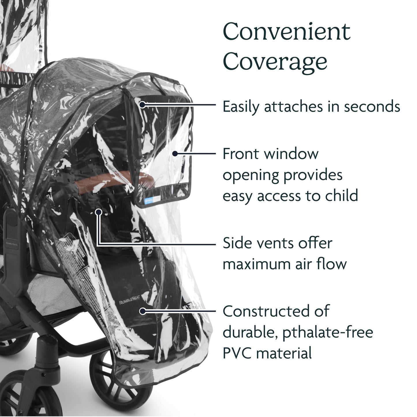UPPAbaby RumbleSeat Rain Shield / Compatible with RumbleSeat models 2015-2019, V2, and V2+ / Waterproof and Windproof Coverage /