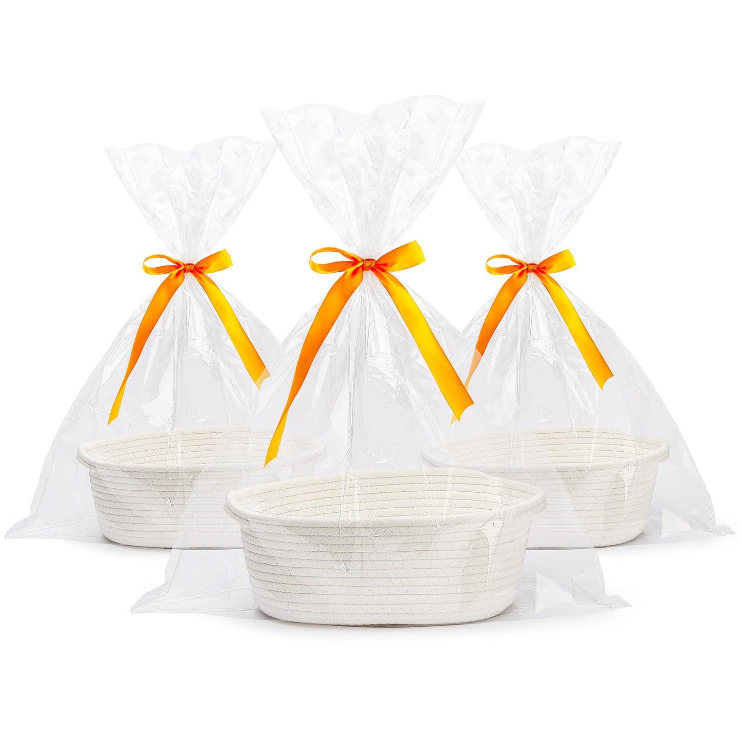 Pro Goleem 3-Piece Small Woven Easter Basket With Gift Bags And Ribbons, Different Size Baskets For Gifts Empty, Small Rope Bask