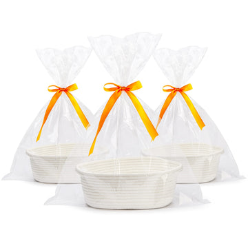 Pro Goleem 3-Piece Small Woven Easter Basket With Gift Bags And Ribbons, Different Size Baskets For Gifts Empty, Small Rope Bask