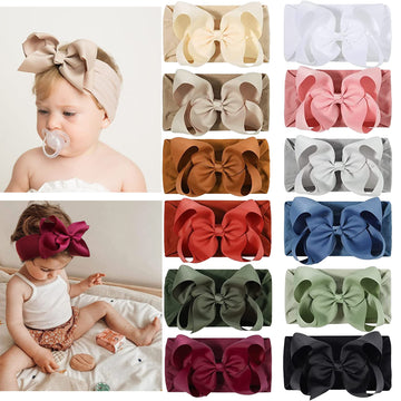 Ayesha Baby Headbands With Soft Nylon Hairbands And Hair Bows For Newborn, Toddler, And Baby Girls (12 Pack)