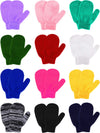 Boao 12 Pairs Toddler Mittens Bulk Kids Winter Knit Gloves pack Childrens Stretch Mittens for Toddler Boys Girls(Red, Pink, Blue
