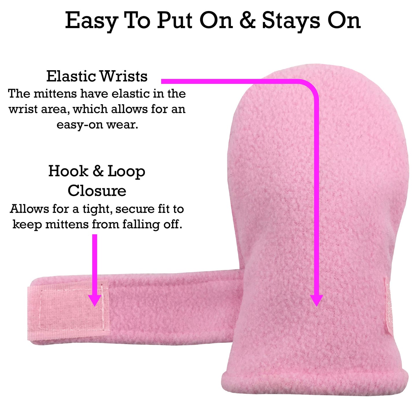 N'Ice Caps Little Kids And Baby Easy-On Sherpa Lined Fleece Mittens - 2 Pair Pack (Pink/Light Purple Pack - Infant No Thumbs, 6-