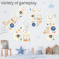Pillowhale Tangram Activity Wall Busy Board Panels, 12-in-1 Learning Activity Center, Wooden Montessori Sensory Toys for Toddler