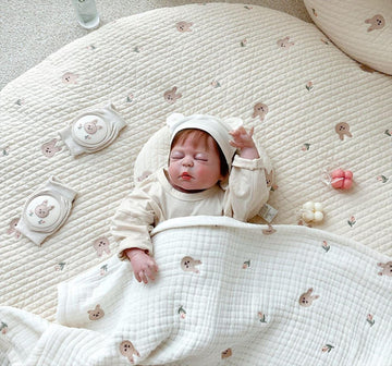 Baby Play Mats, 33.5' Cotton Embroidered Crawling Mat, Detachable Washable Floor Mat Soft Kids Room Decor Rug Gym Nursery Area
