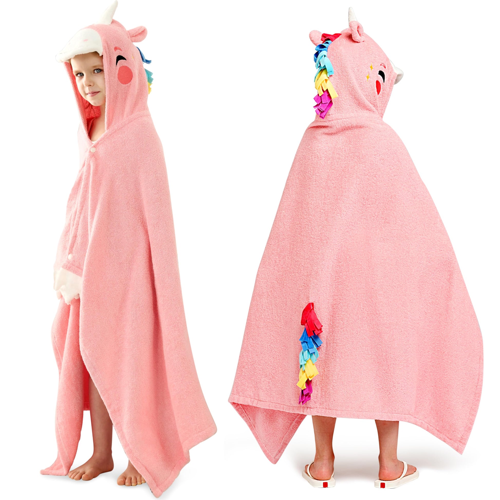 Joiedomi Unicorn Hooded Towel For Kids - Soft 100% Cotton Bath Beach Towel - 30' X 50' For Kids 3-10 Years - Toddler Pool Towe