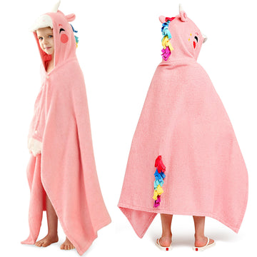 Joiedomi Unicorn Hooded Towel For Kids - Soft 100% Cotton Bath Beach Towel - 30' X 50' For Kids 3-10 Years - Toddler Pool Towe