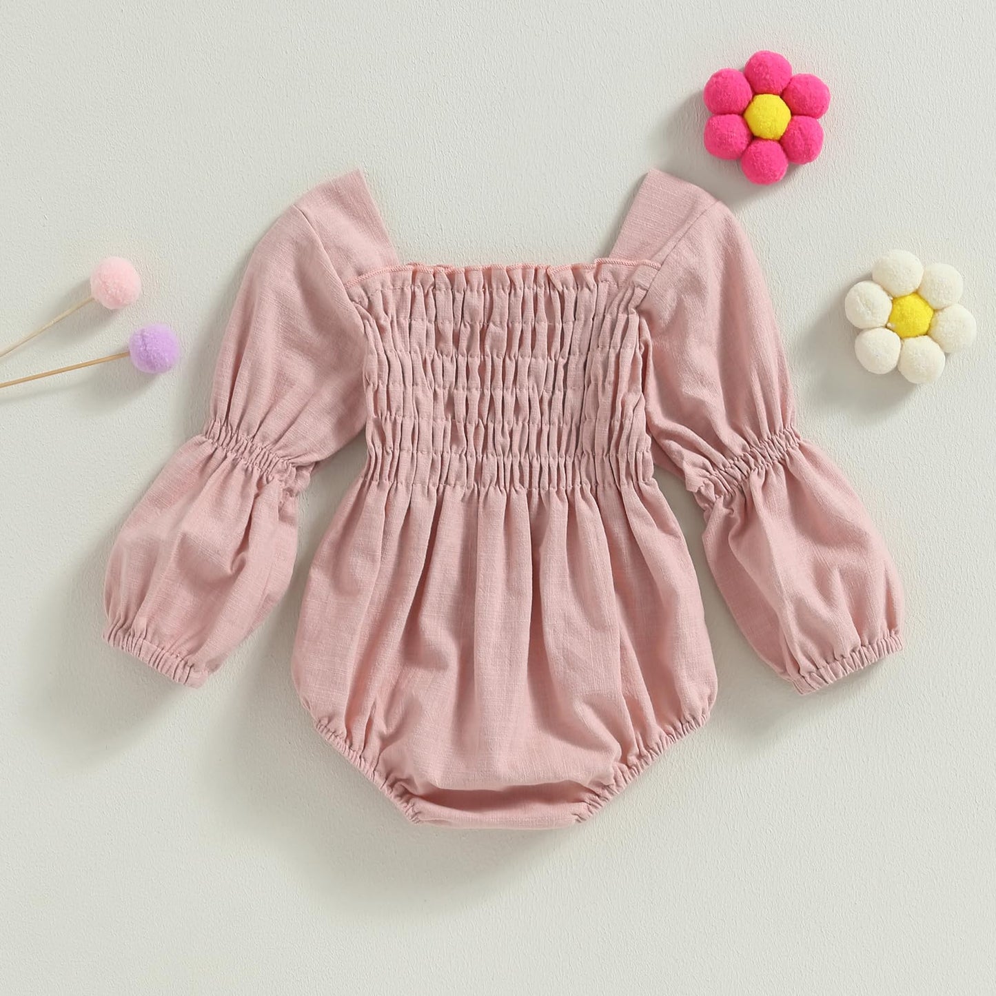 Mersariphy Infant Baby Girl Romper Ruffle Sweatshirt Romper Floral Festival Clothes Baby Fall Winter Outfits (Pink, 12-18 Months