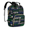Perarts Custom Name Boy Baby Bags, Nylon Personalized Diaper Bag Backpack for Baby Boy Mom, Blue Green, Large Capacity, Waterpro