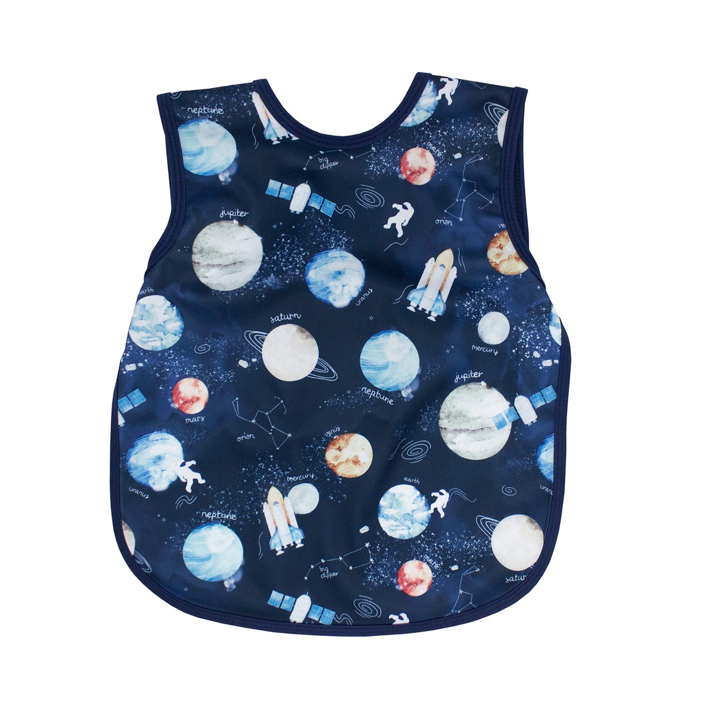 Bapronbaby Outer Space Bapron - No Neck Tie Safer Bib For Baby & Toddler - Soft Waterproof Stain Resistant - Machine Washable -