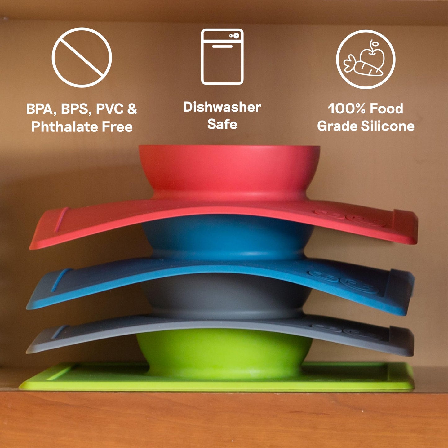 Ezpz Happy Bowl - 24 Months + (Pewter) - 100% Silicone Suction Bowl With Built-In Placemat - Dishwasher Safe