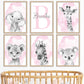Safari Animals Set Of 6 Unframed Poster Prints For Baby Girls Nursery Bedroom Playroom, Personalized Name, Choice Of 12 Animals,