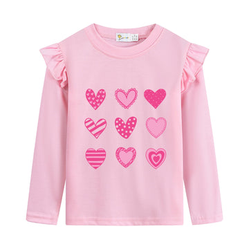 Cm-Kid Toddler Valentines Day T-Shirt Baby Girls Pink Pullover Tees Crewneck Long Sleeve Tops For Girl Winter Shirts Clothes 3-4