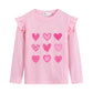Cm-Kid Valentine 'S Day Girl Long Sleeve Shirts Baby Sweet Heart Sweatshirt Kids Pink Crewneck Pullover Shirt Top 6-7 Years