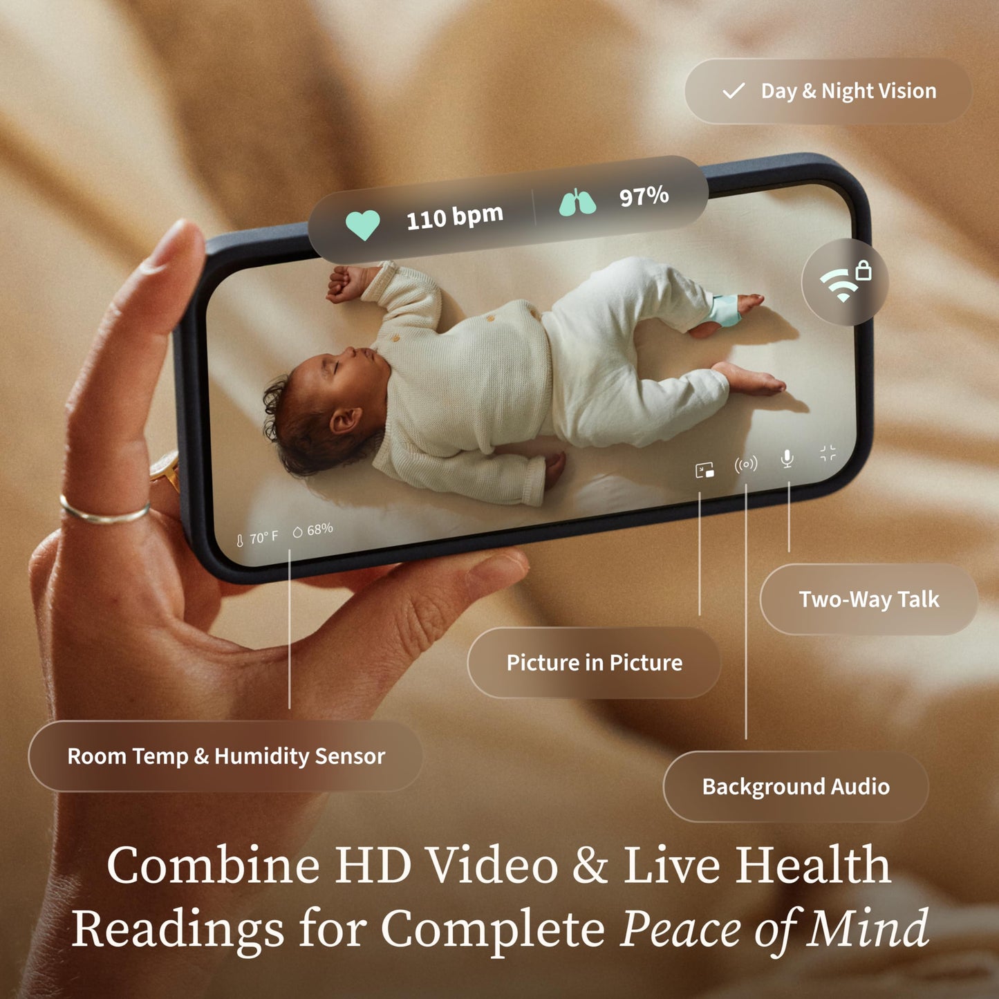 Owlet Dream Duo (Gen 3) Smart Baby Monitor All-in-One Bundle - 2K HD Video Baby Monitor with Alerts & Owlet Dream Sock Tracks Ba