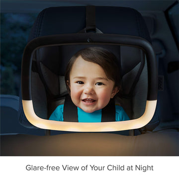 Munchkin Brica Night Light Pivot Baby In-Sight Adjustable Car Mirror, Crash Tested And Shatter Resistant, Black